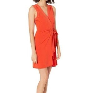 NWT BCBGMAXAZRIA • Faux Wrap Sleeveless Dress in Red Clay‎ Orange, Size Small